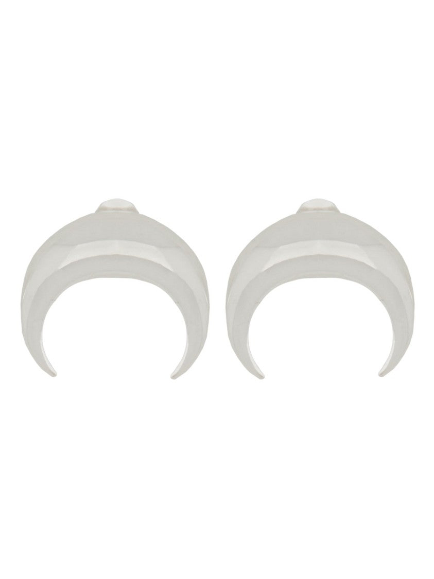 Marine Serre Silver Crescent Moon Tin-Silver Earrings