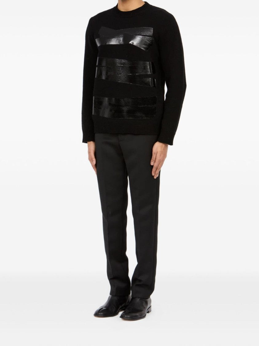 Mm6 By Maison Margiela Crew Neck Sweater With Metallic Stripe Detail