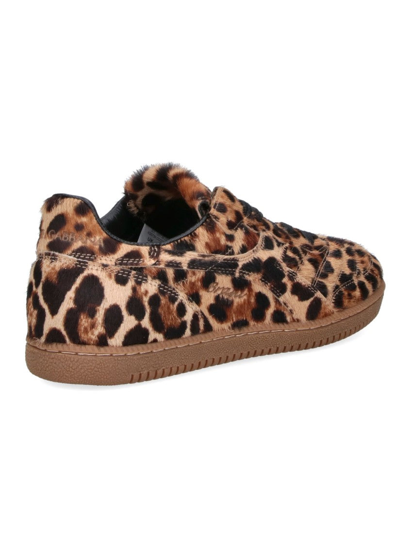 Dolce & Gabbana Leopard Print Sneakers With Textured Fur Finish