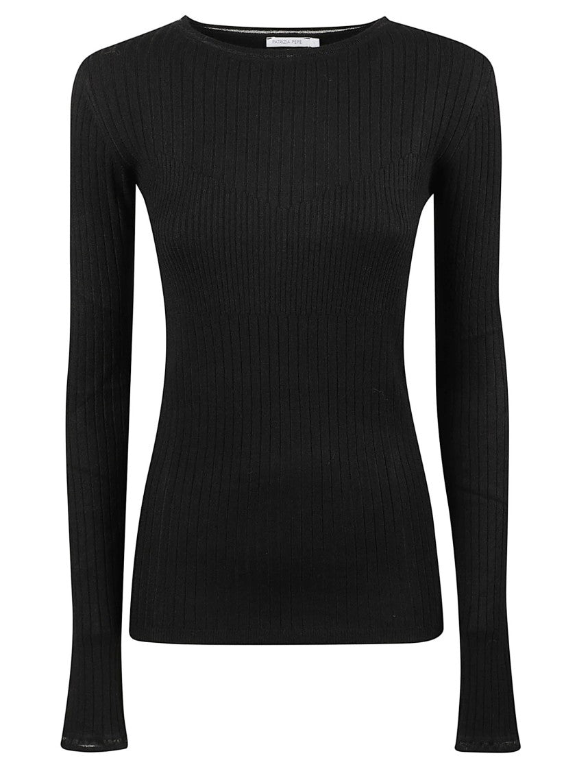 Patrizia Pepe Fitted Ribbed Long-Sleeve Viscose-Blend Sweatshirt