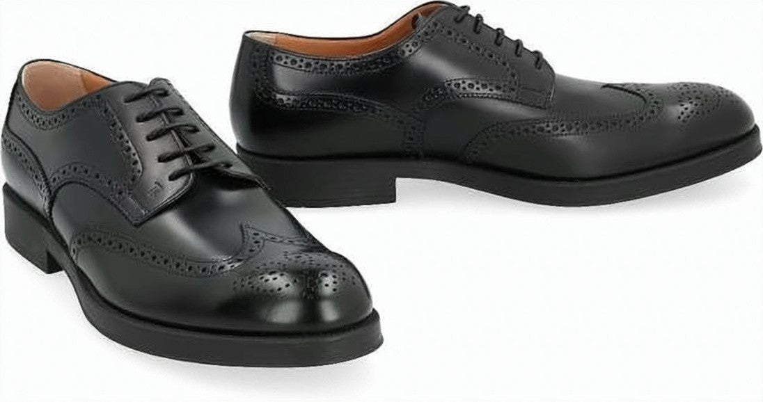 Tod's Brogue Black Leather Dress Shoes