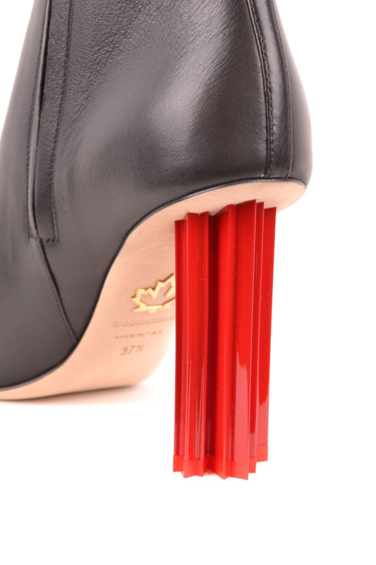 Dsquared2 Black Ankle Boots With Sculptural Red Block Heel