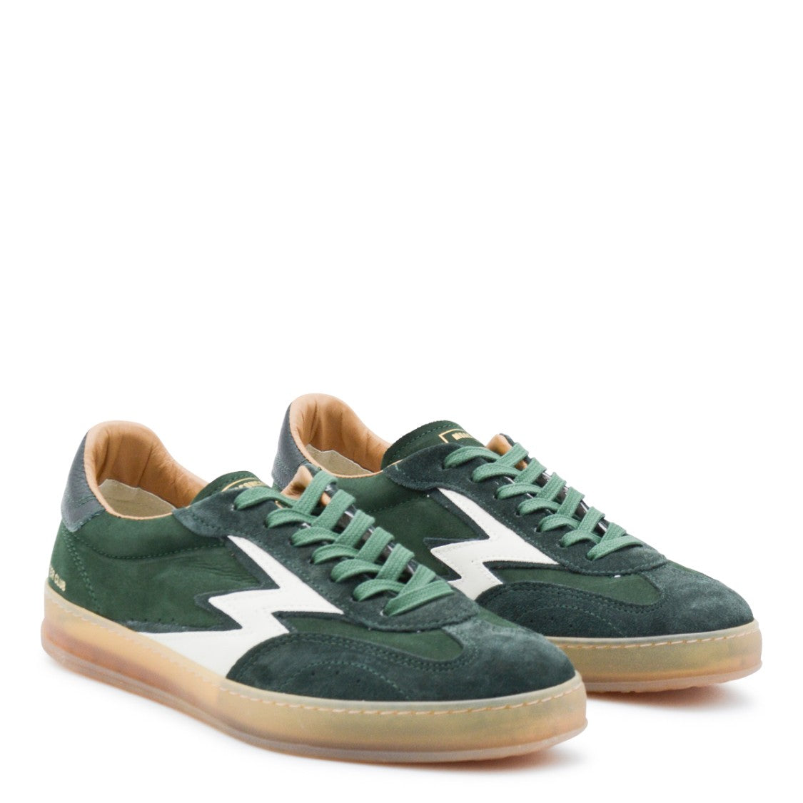 Moaconcept Dark Green Leather Sneakers From Moaconcept Featuring Round Toe, Laces Fastening, Suede Details, Logo, Branded Insole And Flat Rubber Sole.
