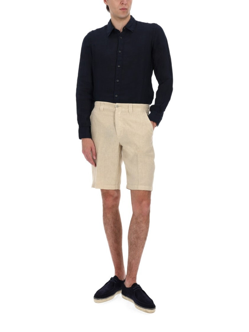120% Lino Light Beige Tailored Linen Shorts