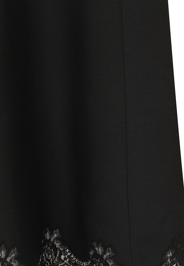 Valentino Garavani Crepe Midi Dress With Deep V Neckline And Lace Trim