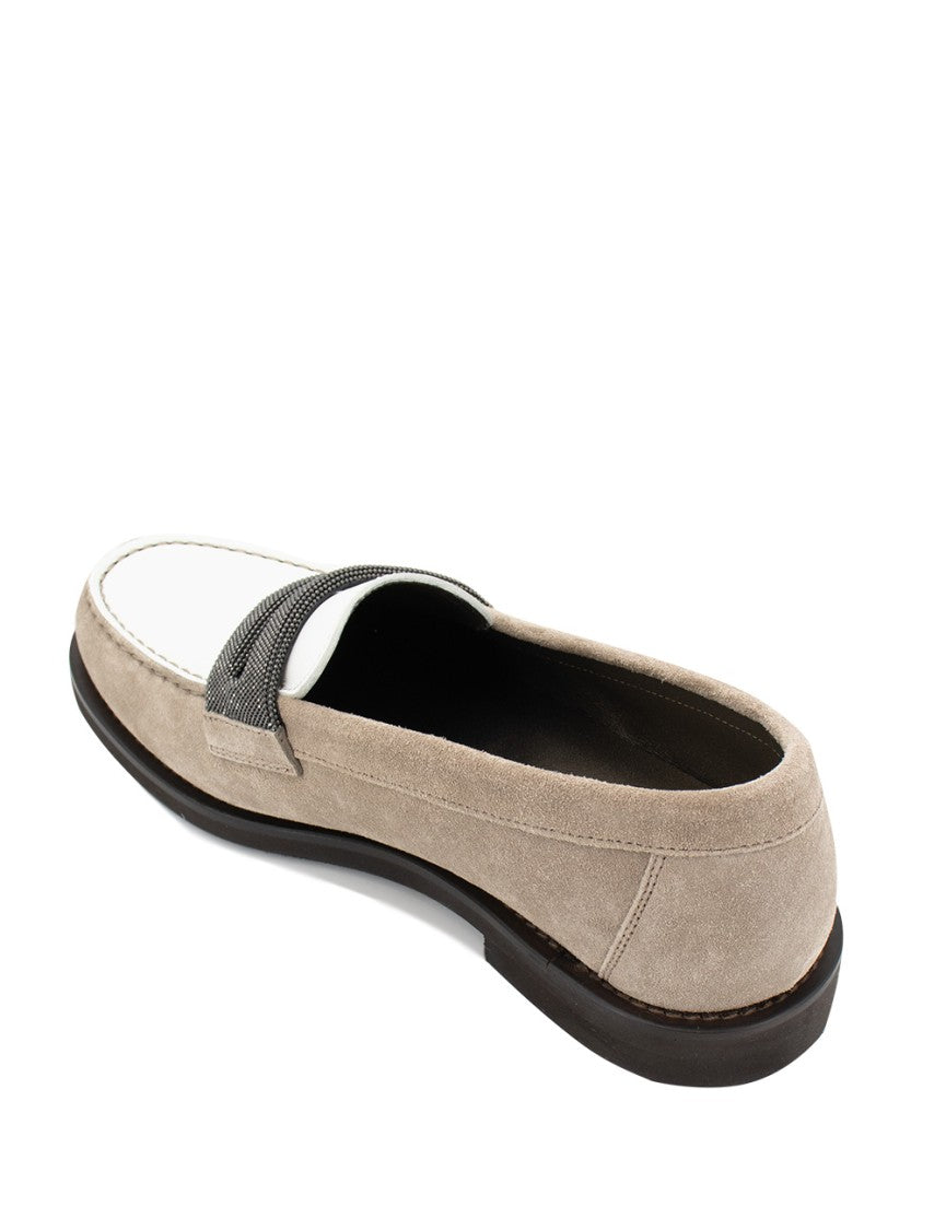 Brunello Cucinelli Hand-Embroidered Leather Moccasins With Polished Finish