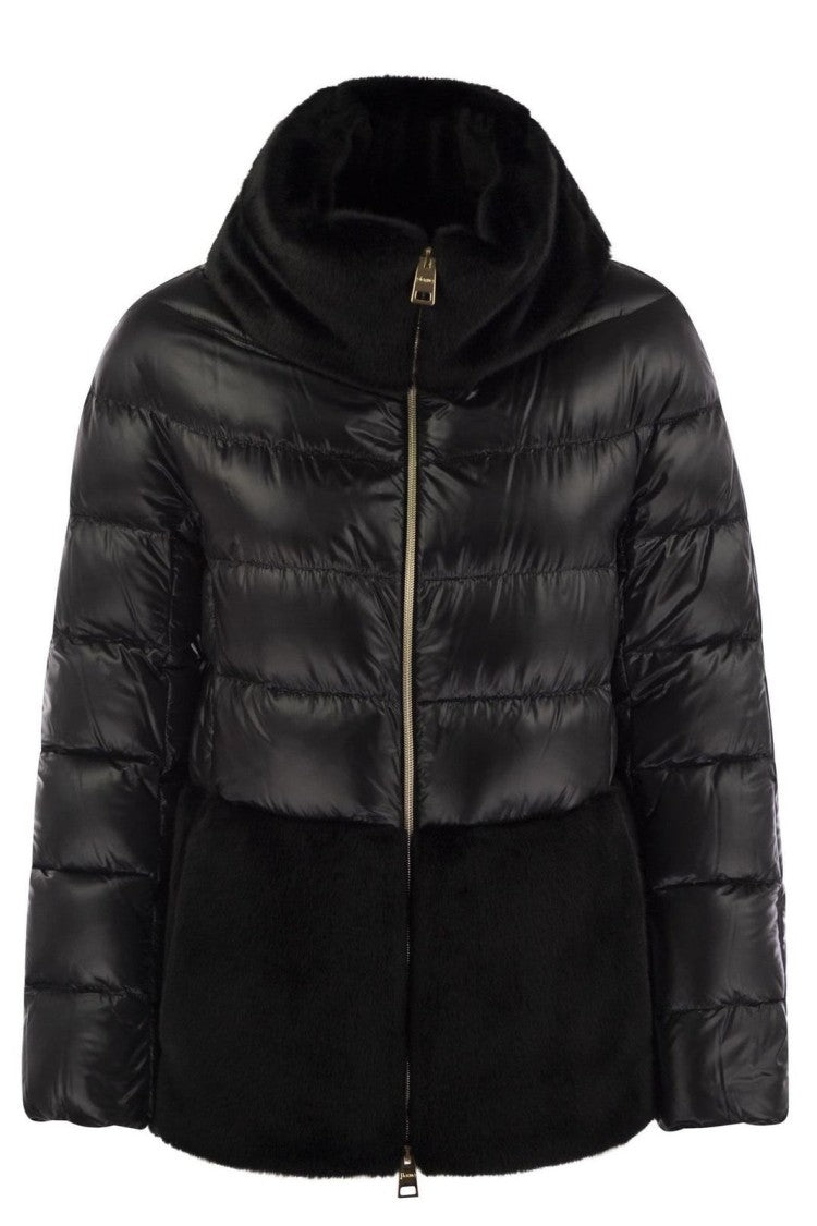 Herno Glossy Quilted And Plush Puffer Jacket