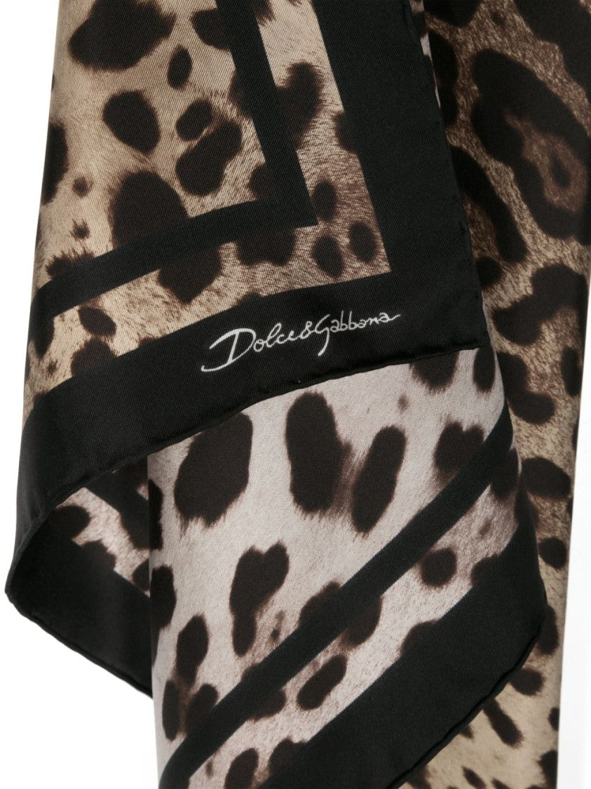 Dolce & Gabbana Rectangular Leopard Print Silk Scarf
