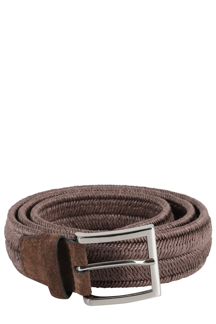 Orciani Woven Elasticized Linen Belt With Metal Buckle
