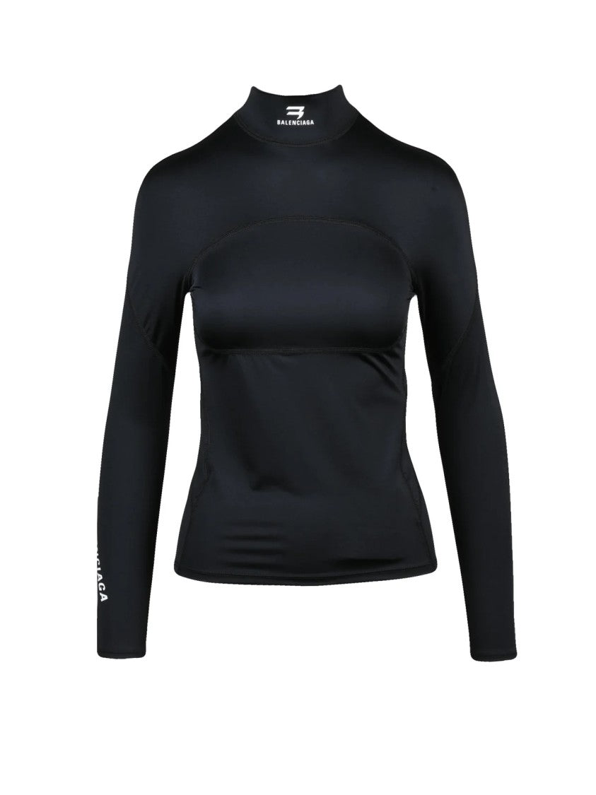 Balenciaga Close-Fitting Black Lycra Top With Modern Silhouette