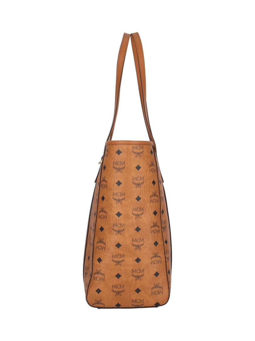 Mcm Visetos Brown Logo Tote Bag