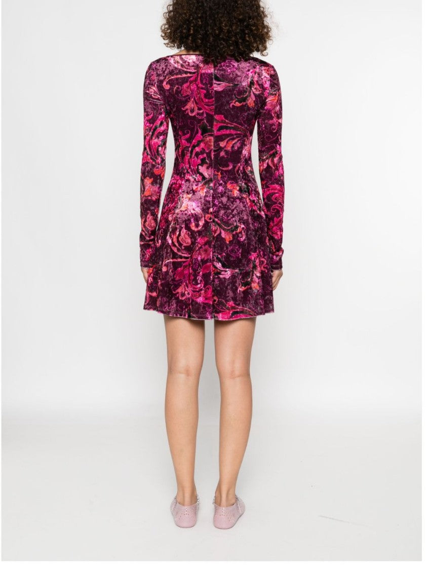 Versace Jeans Couture Rich Bordeaux Velvet Mini Dress