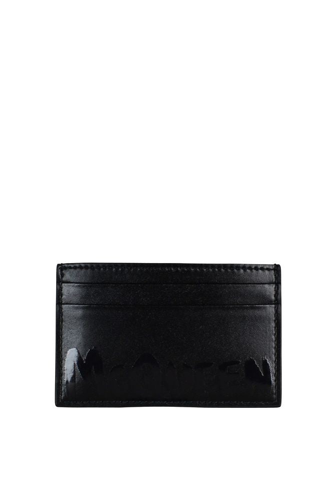 Alexander Mcqueen Rectangular Black Lambskin Leather Card Holder
