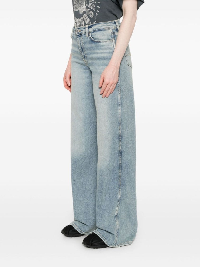 Seven Wide-Leg Light Blue Jeans With Classic Five-Pocket Design