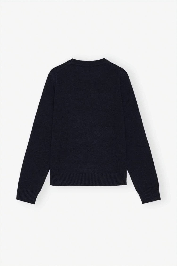 Ganni Classic Crew Neck Sweater With Graphic Text