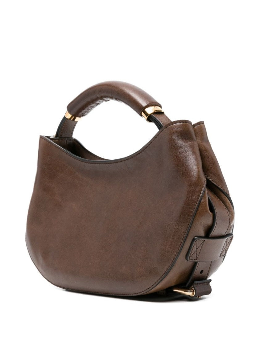 Moschino Crescent Shaped Metallic Accent Silk Bag