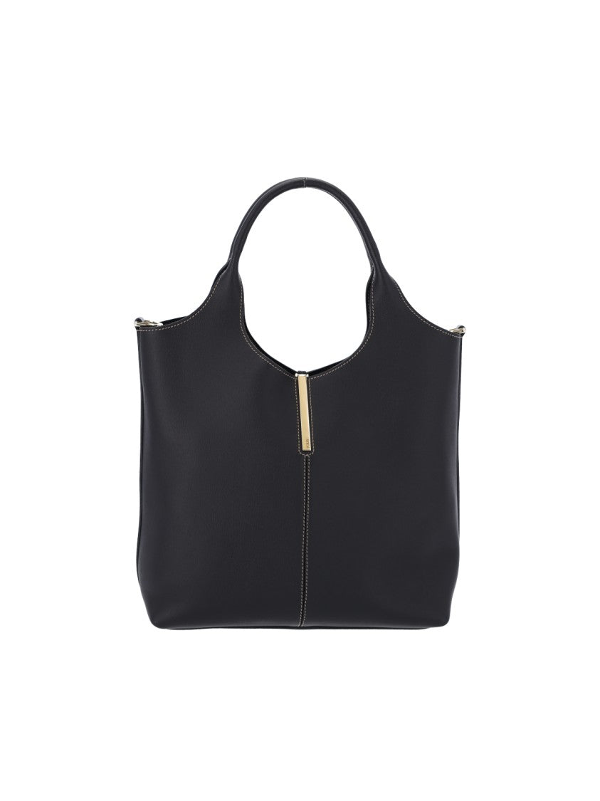 Tod's Black Leather Small Tote Bag