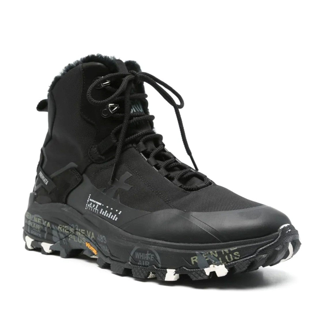 Premiata Black Saint Cro Leather High-Top Sneakers