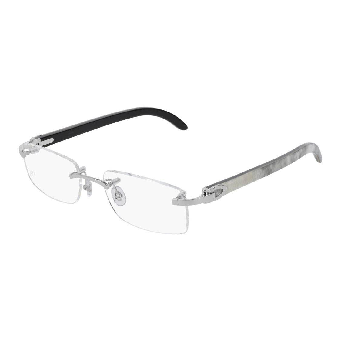 Cartier Rimless Metal Frame Eyeglasses With Clear Lenses And Adjustable Nose Pads