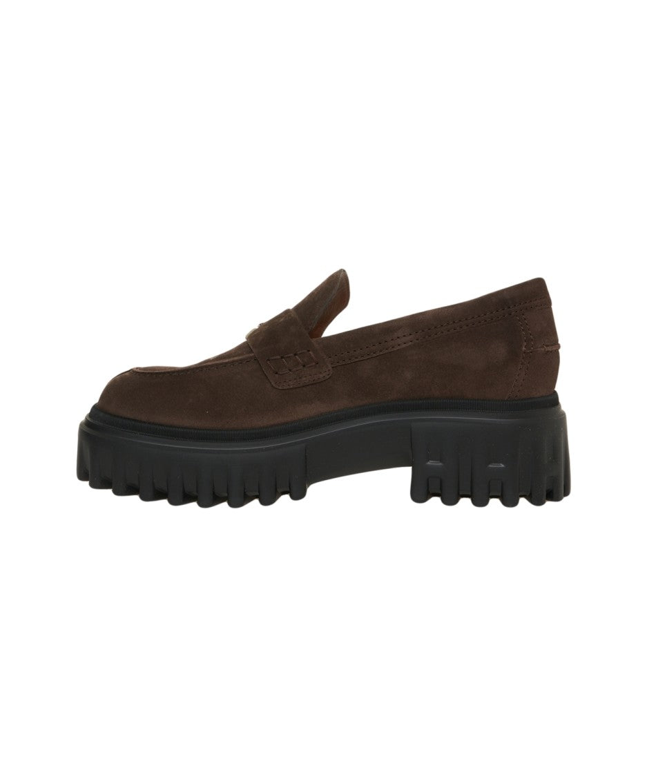 Hogan Suede Moccasins With Rubber Lug Sole