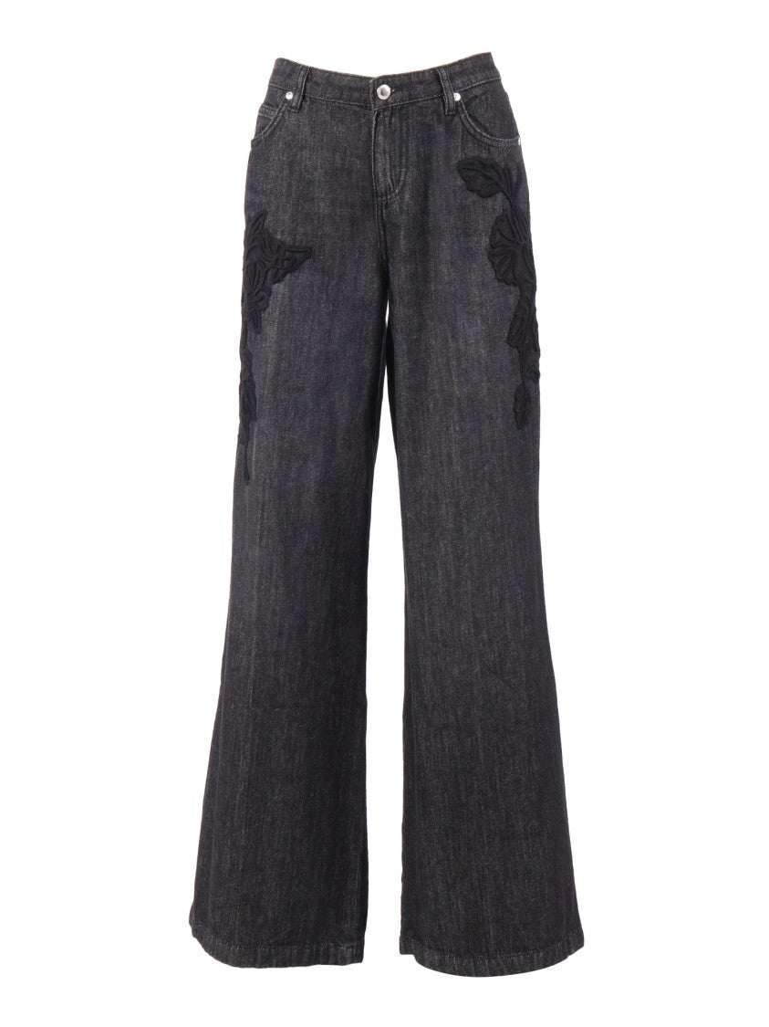 Ermanno Scervino Medium Blue Denim Jeans With Decorative Appliqué Details