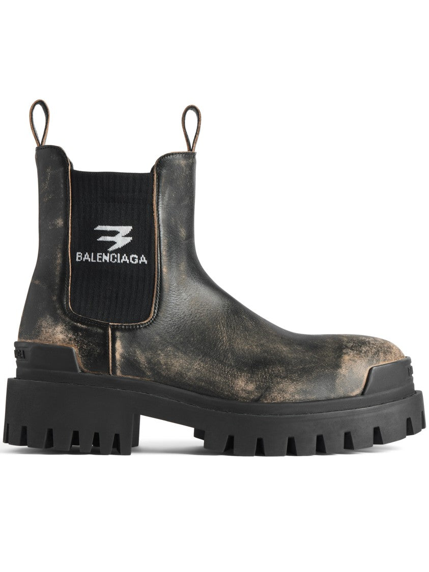 Balenciaga Black Strike Chels Chunky Leather Boots