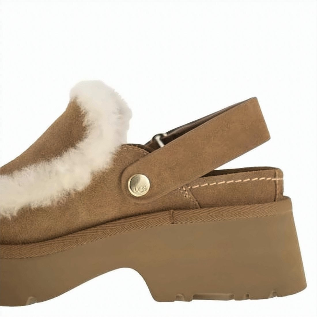 Ugg Suede Mules With Plush Trim And Adjustable Strap