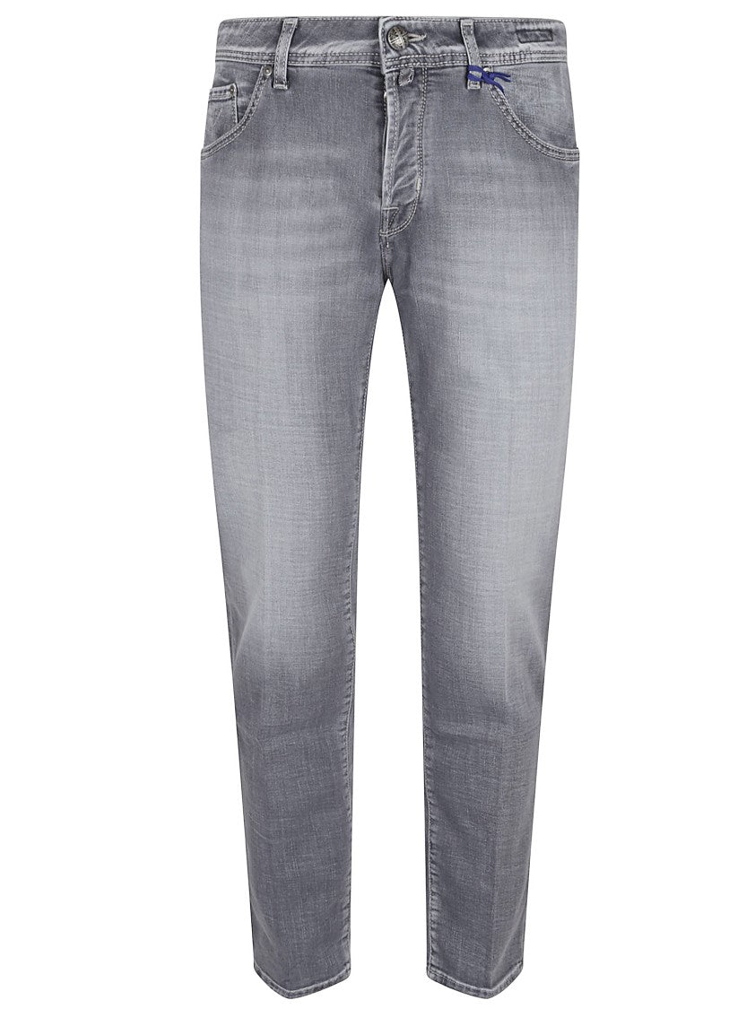Jacob Cohen Slim Cropped Jeans In Medium Grey Wash
