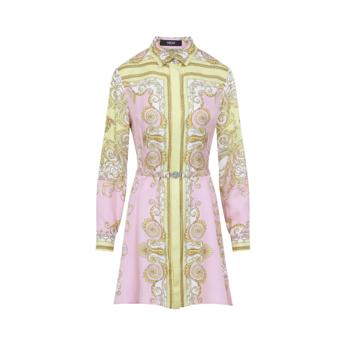 Versace Yellow And Pink Silk Mini Dress