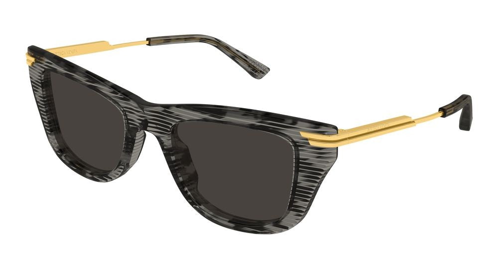 Bottega Veneta Havana Gold Metal Temples Bold Sunglasses