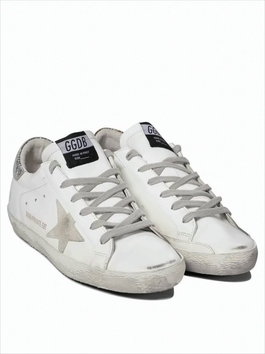 Golden Goose Worn-In White Leather Sneakers With Signature Star Detail