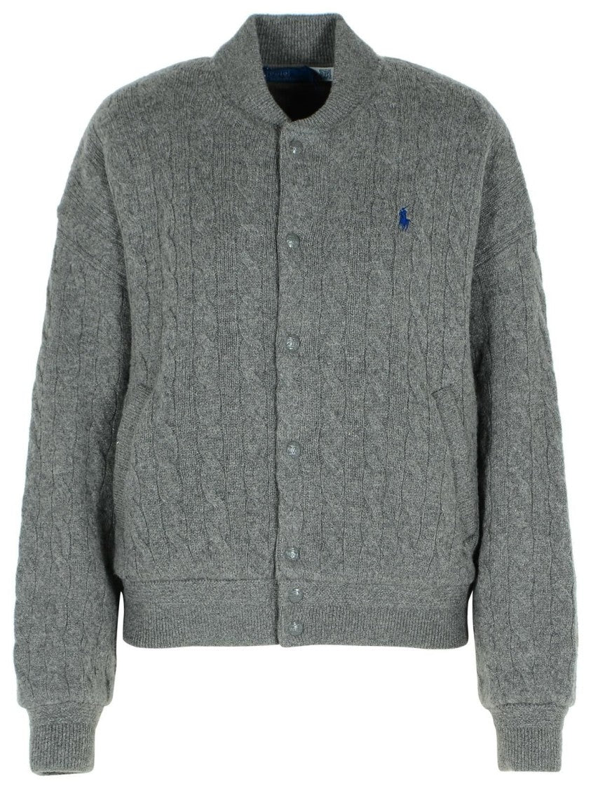 Polo Ralph Lauren Wool-Cashmere Blend Bomber Coat With Sweater Knit Finish