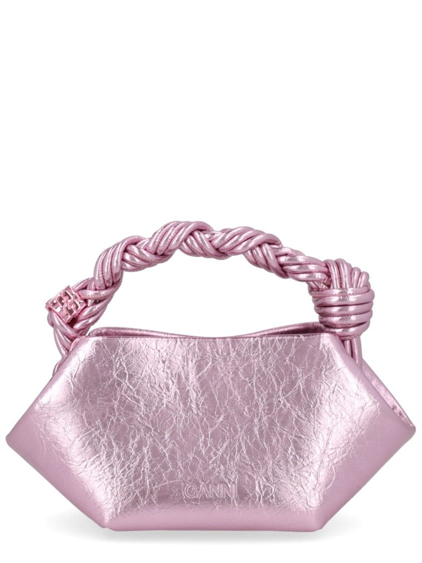 Ganni Geometric Metallic Finish Polyurethane Handbag