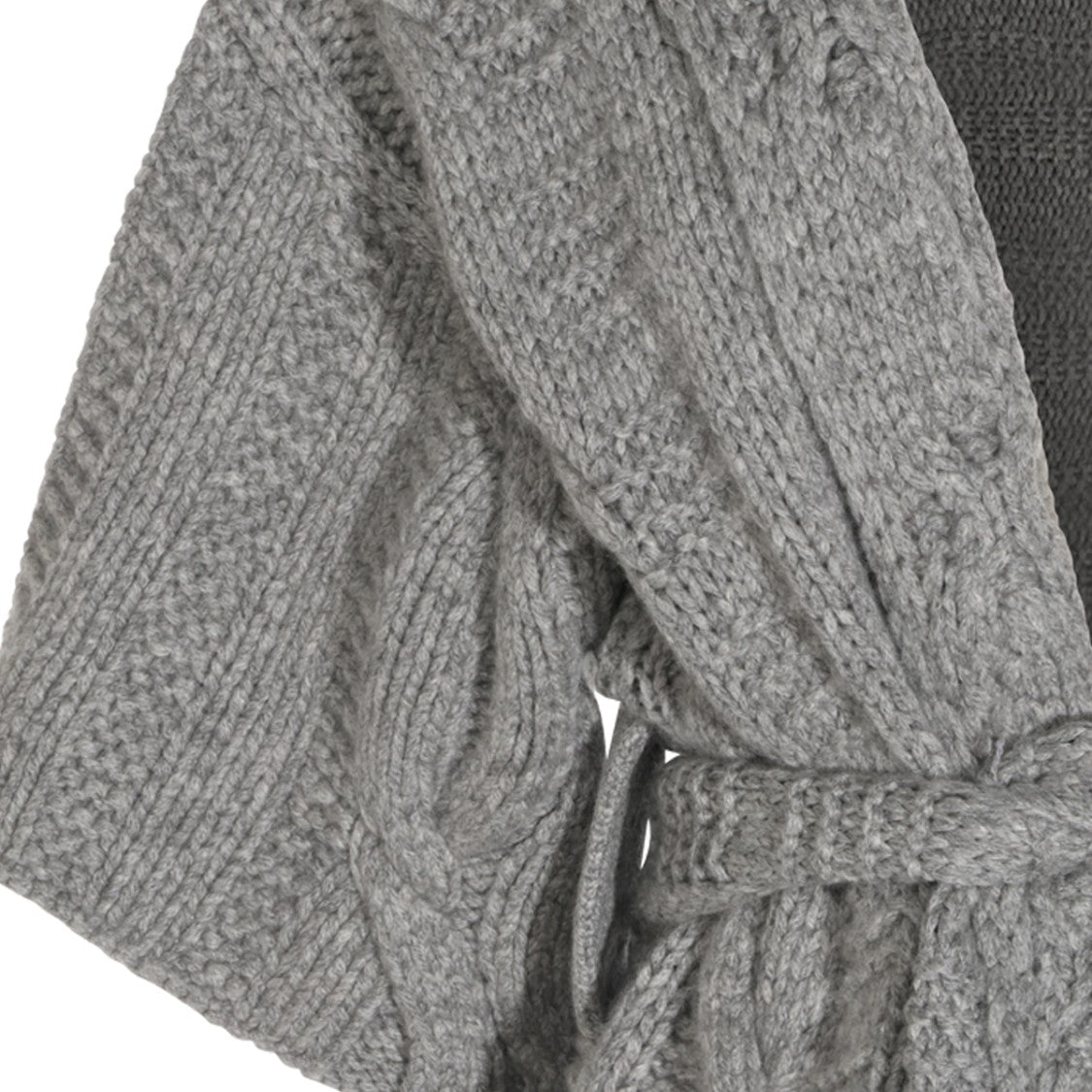 Malo Grey Shawl Collar Belted Cashmere Cardigan