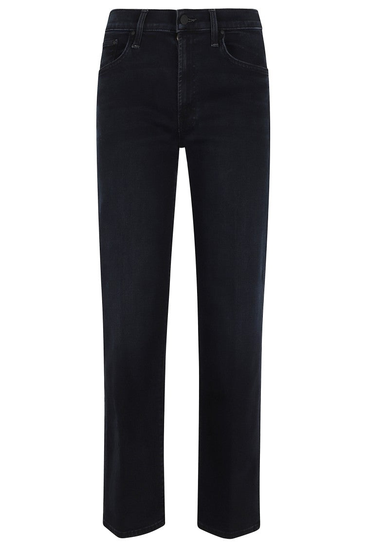 Mother Dark Indigo The Mid Rise Rambler Zip Ankle Cotton Straight-Leg Pants