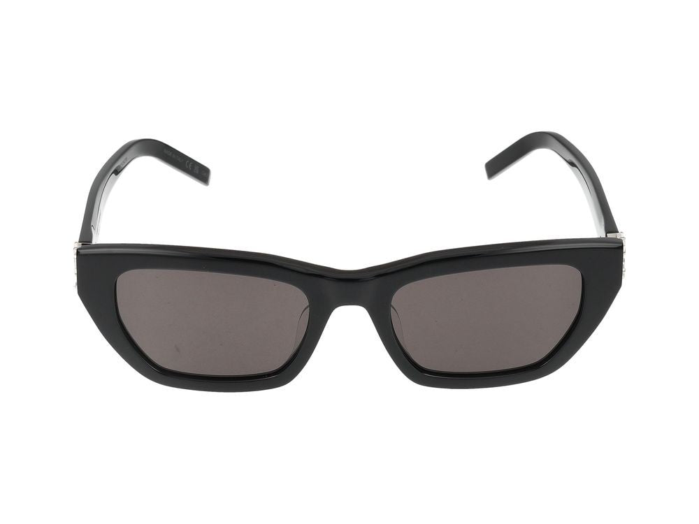 Saint Laurent Black Metallic Accents Oversized Square Sunglasses