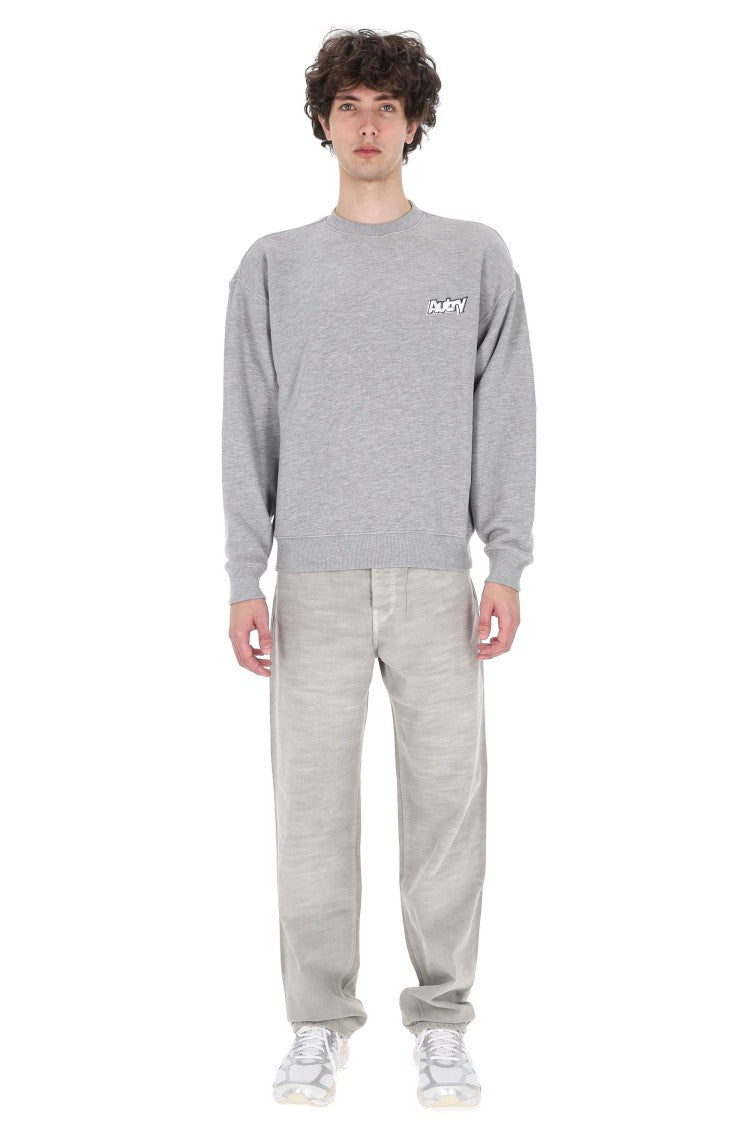 Autry Grey Central Logo Cotton Crewneck Sweatshirt