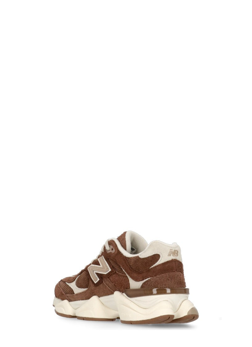 New Balance Brown Leather And Fabric Sneakers With Iconic Branding