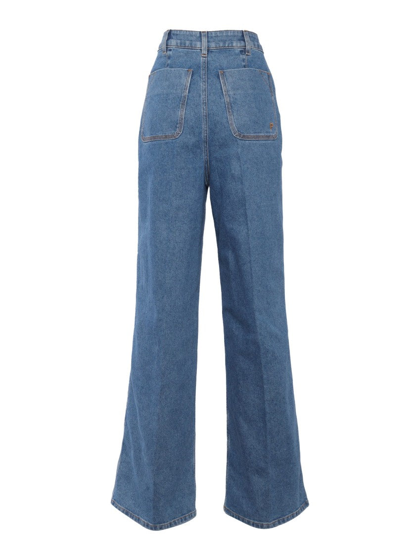 Philosophy Di Lorenzo Serafini Straight-Leg Blue Denim Jeans With High Waist