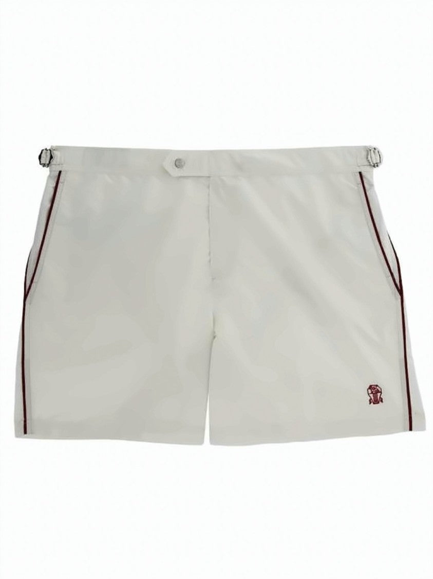 Brunello Cucinelli White Shorts With Embroidered Logo