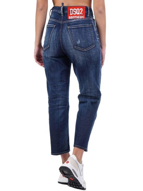 Dsquared2 High-Rise Straight-Leg Denim Jeans