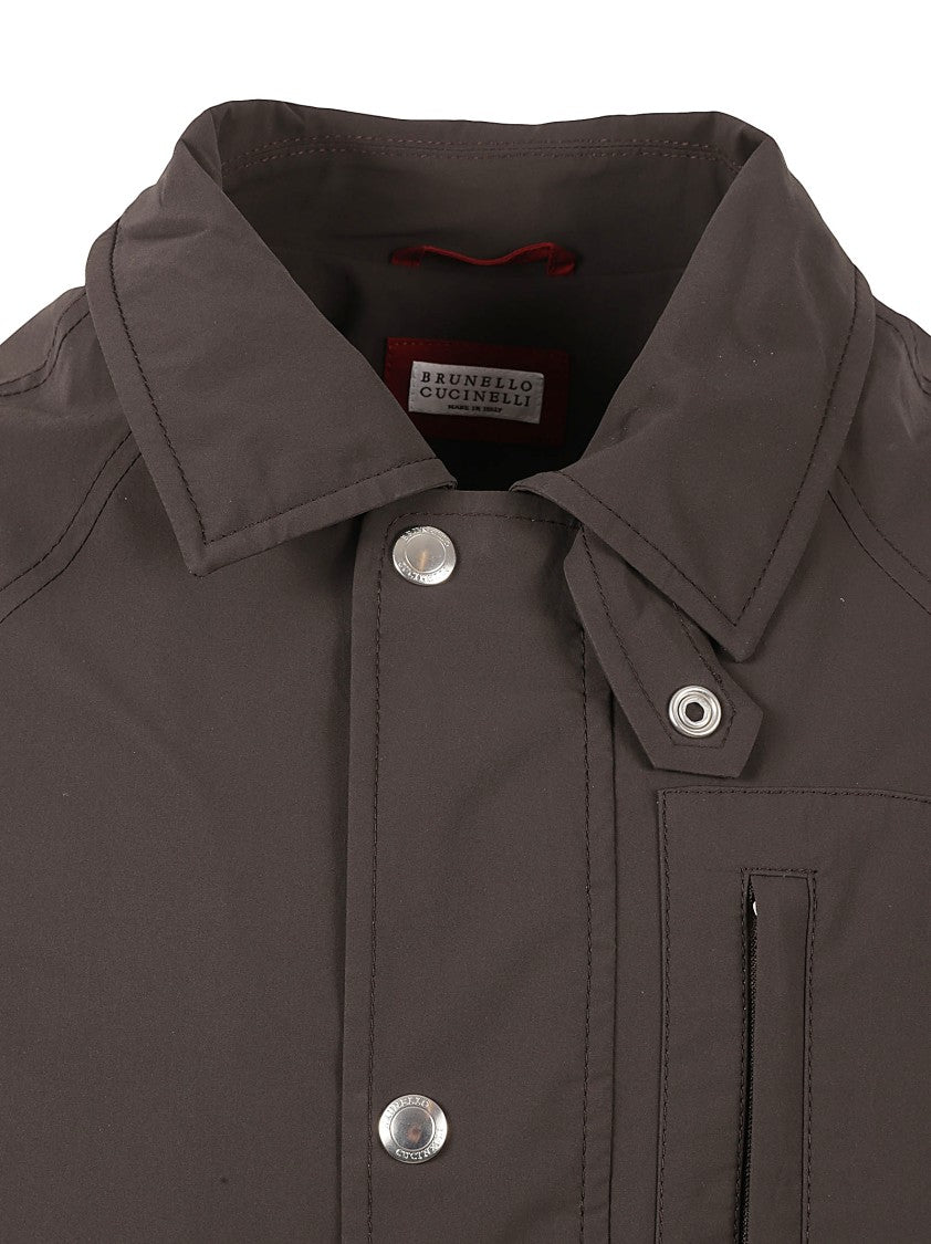 Brunello Cucinelli Tailored Brown Coat With Structured Collar