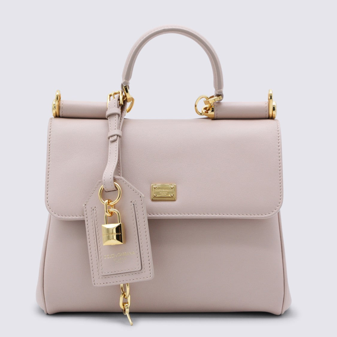Dolce & Gabbana Structured Top Handle Bag In Soft Nude Shade