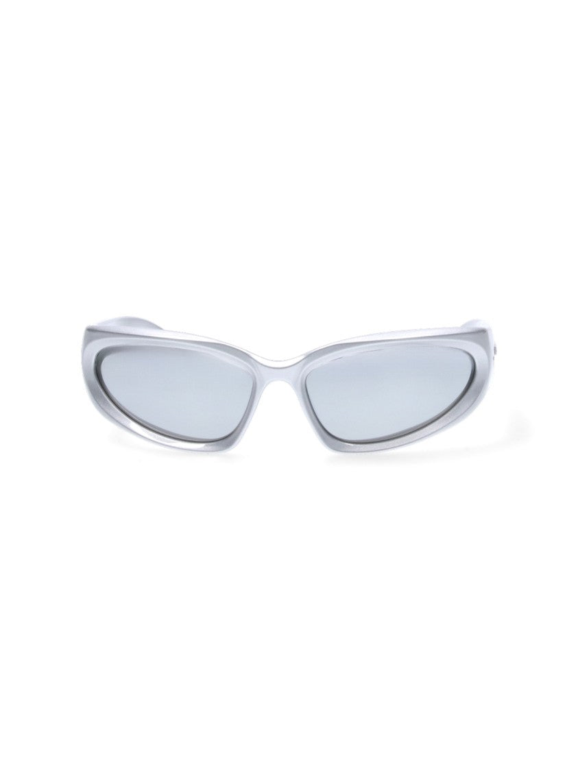 Balenciaga "Swift Oval" Sunglasses – Silver Nylon