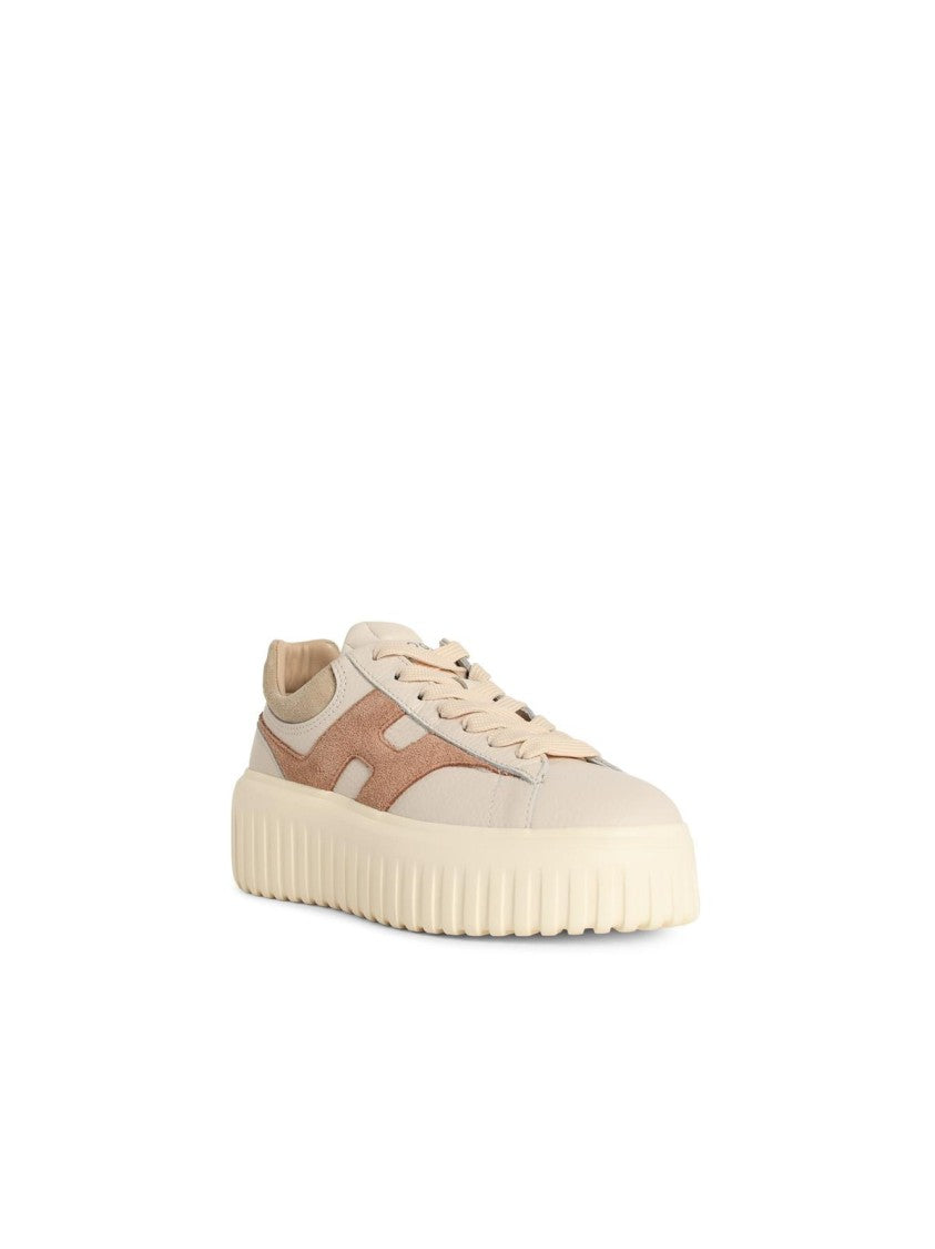 Hogan 'H-Stripes' Beige Leather Sneakers