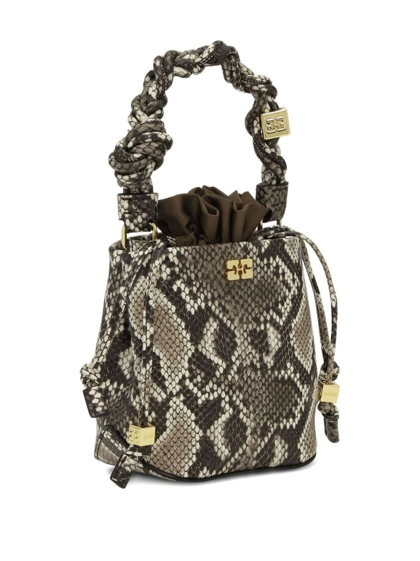 Ganni Structured Beige Handbag With Twisted Handle
