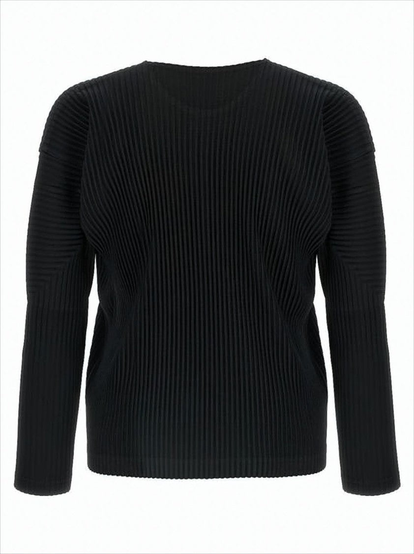 Homme Plissé Issey Miyake Vertical Pleated Long-Sleeve T-Shirt With Sculptural Textures