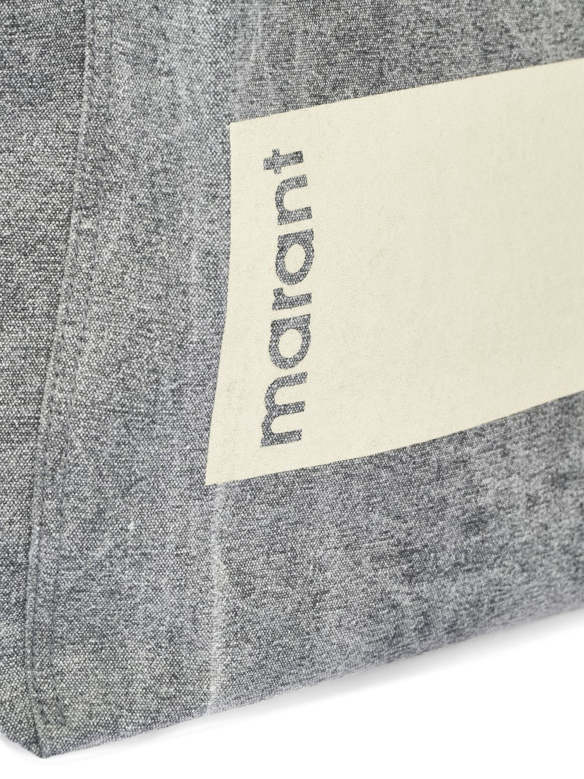 Isabel Marant Textured Cotton Tote Bag With Graphic Detail