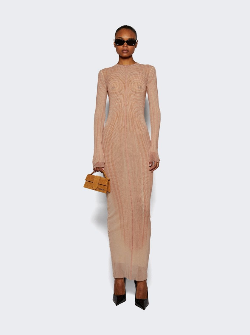 Jean Paul Gaultier Long Spiral Dress Pale Pink