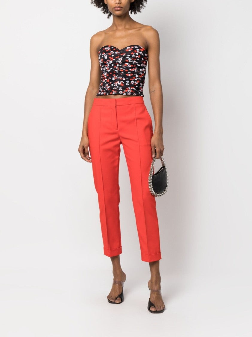 Moschino Slim Cut Cropped Trousers With Exposed-Seam Detailing
